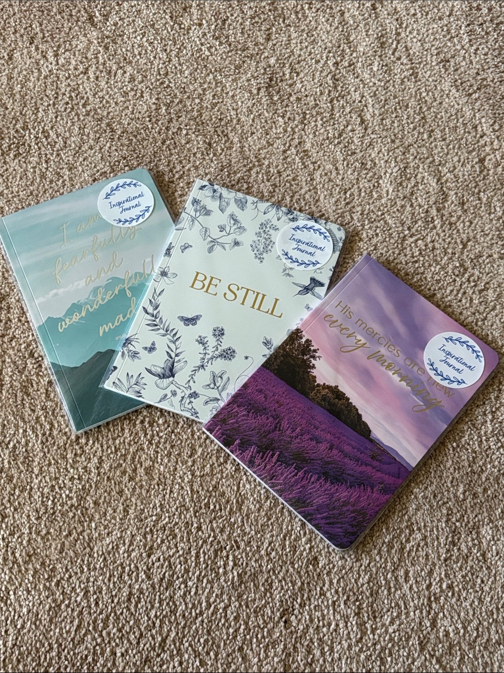 Inspirational Journal Set of 3 Floral Purple & Green